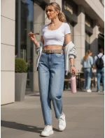 Dámské džínové kalhoty s páskem model 21996330 - Dstreet Dámské džínové kalhoty s páskem model 21996330 - Dstreet