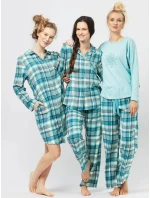 Pyžamo Key LNS 471 B24 Flanelové dlouhé/r S-XL dámské rozepínací