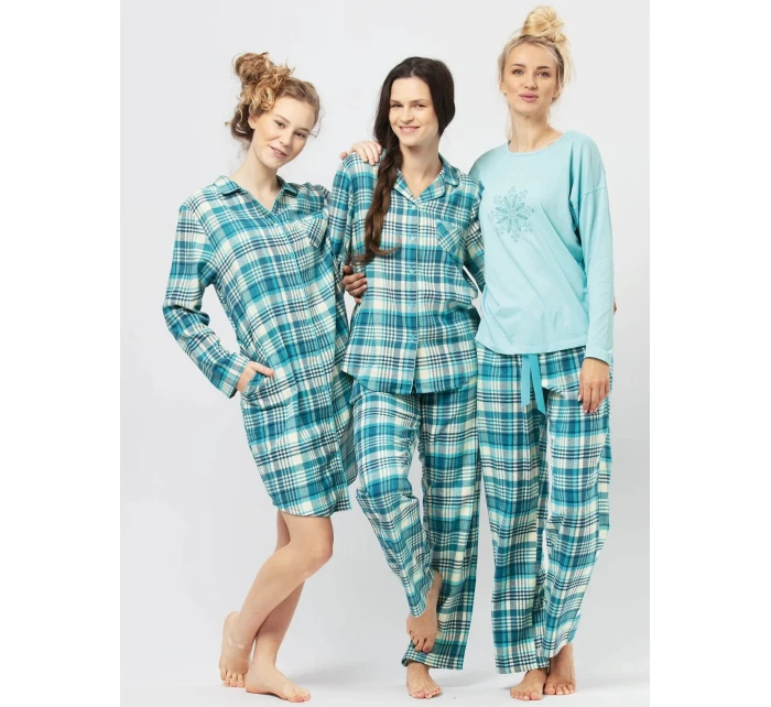 Pyžamo Key LNS 471 B24 Flanelové dlouhé/r S-XL dámské rozepínací