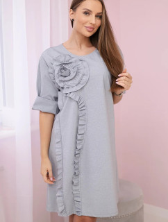 Šaty s ozdobnou květinou šedý