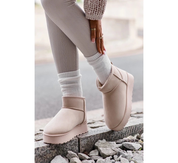 Dámské Sněhule Na Platformě Zateplené Kožíškem Světle Béžové model 21672090 - Boto Dámské Sněhule Na Platformě Zateplené Kožíškem Světle Béžové model 21672090 - Boto