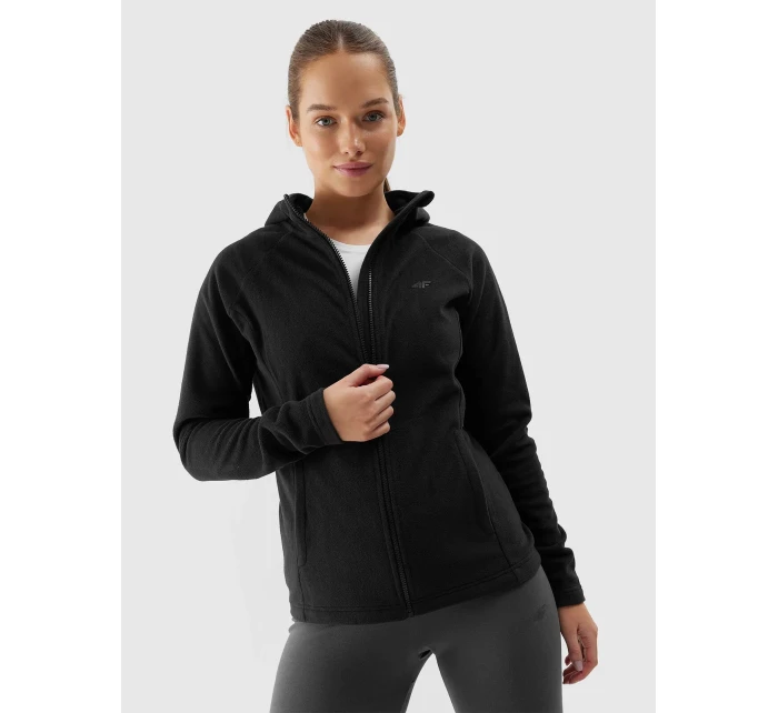 Dámský fleece regular s kapucí 4F - černý Dámský fleece regular s kapucí 4F - černý