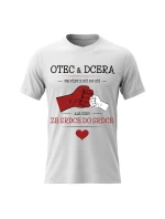 Pánské bavlněné tričko s potiskem - OTEC & DCERA - bílé