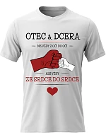 Pánské bavlněné tričko s potiskem - OTEC & DCERA - bílé