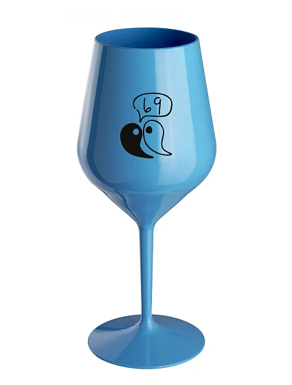 69 - modrá nerozbitná sklenice na víno 470 ml