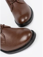 Klasické hnědé dámské  kotníčkové boty płaski