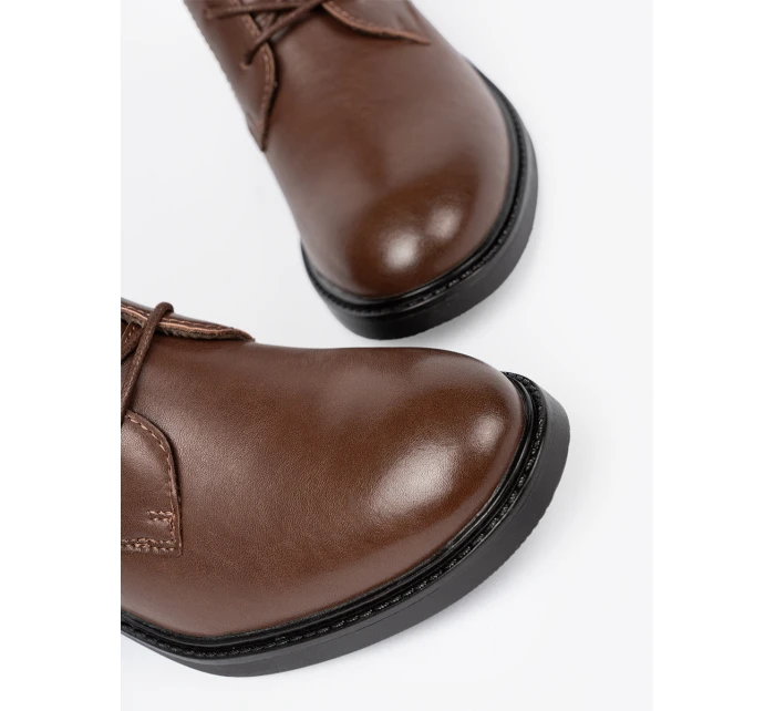 Klasické hnědé dámské  kotníčkové boty płaski