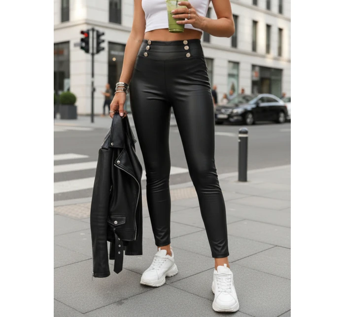 Dámské voskované legíny s vysokým pasem černé FashionStreet UY2855