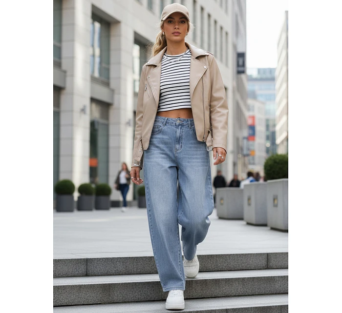 Dámské baggy džíny s vysokým pasem modré FashionStreet UY2927