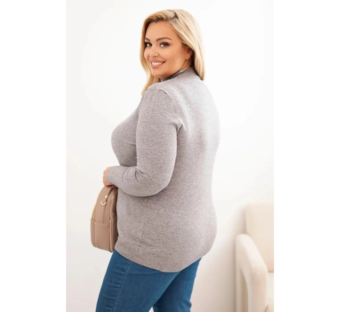 Dámský svetr Plus Size z viskózy s rolákem šedý