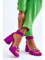 Dámské semišové sandály s podpatky Lewski boty Fuchsie model 21616068 - Boto