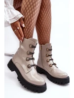 Dámské zateplené boty s ozdobnými knoflíky D&A MR870-51 Světle béžová