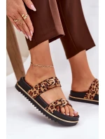 Dámské pantofle na platformě s pásky a sponami hnědé Ziferte Dámské pantofle na platformě s pásky a sponami hnědé Ziferte