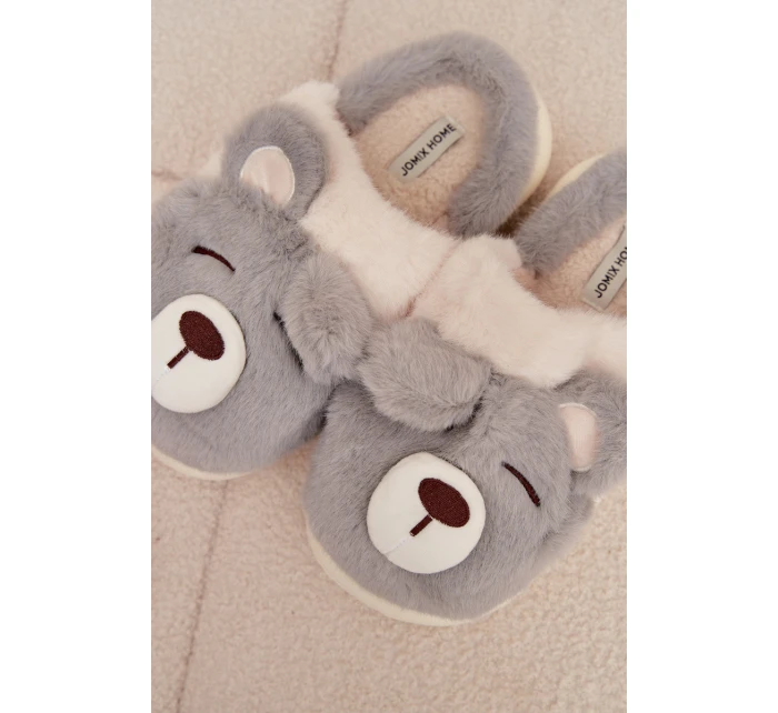 Kožešinové pantofle s motivem šedé model 21772450 - Boto