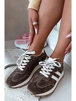 Kožené semišové tenisky dámské na platformě S.Barski LR61-7097 Čokoládové