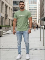 Pánské zelené tričko s klasickým potiskem FashionStreet NX5122R Pánské zelené tričko s klasickým potiskem FashionStreet NX5122R