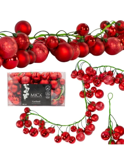 VĚNEC Z VĚTVIČEK 180CM S OZDOBAMI 80 KS.SLÍDA ČERVENÁ VĚNEC Z VĚTVIČEK 180CM S OZDOBAMI 80 KS.SLÍDA ČERVENÁ