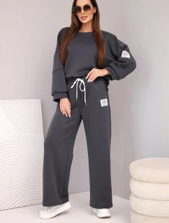 Dámský komplet máslo mikina + kalhoty grafitový