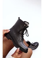 Dámské kožené workery s ozdobou model 21640614 Černé - Zazoo