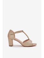 Dámské Sandály Na Podpatku S Dekorativním Páskem Eko Kůže Zlaté Triavera Dámské Sandály Na Podpatku S Dekorativním Páskem Eko Kůže Zlaté Triavera