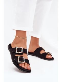 Sandály S Přezkami Na Ploché Podpatky Černé model 21705548 - Boto