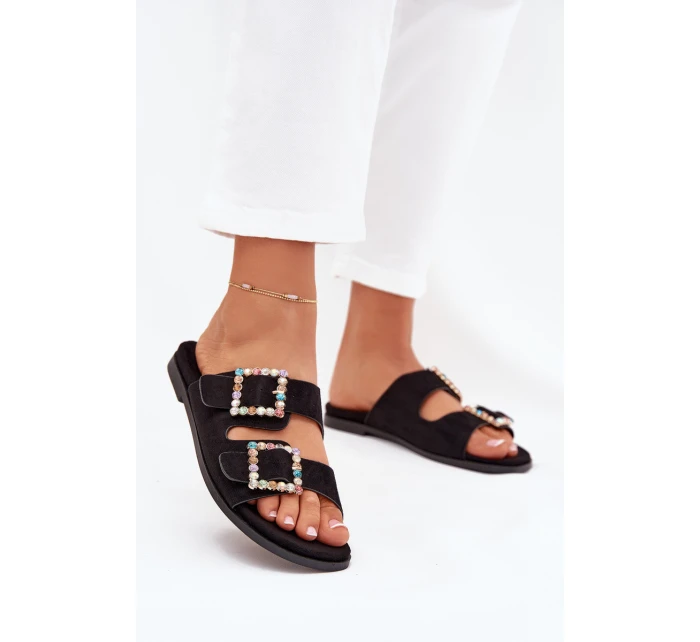 Sandály S Přezkami Na Ploché Podpatky Černé model 21705548 - Boto