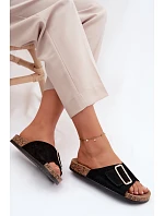 Kožené semišové dámské pantofle s přezkou černé model 22120816 - Boto