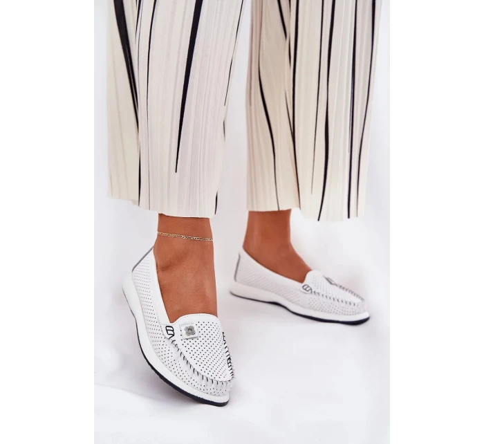 Dámské kožené mokasíny S.Barski – bílé