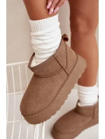 Dámské sněhule na platformě s kožíškem Vesirae – khaki