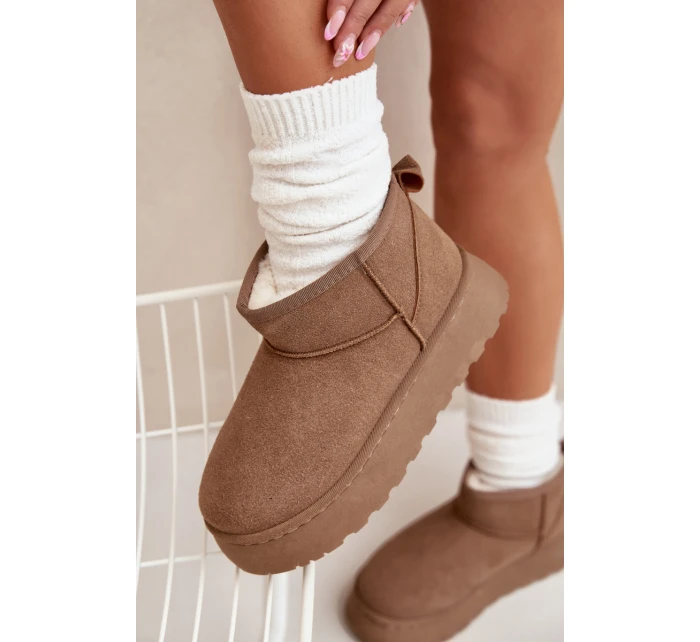 Dámské sněhule na platformě s kožíškem Vesirae – khaki