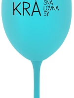 KRÁSNÁ KRÁLOVNA KRÁSY - tyrkysová sklenice na víno 350 ml