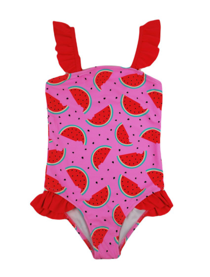Jednodílné dívčí plavky se vzorem melounů KD005