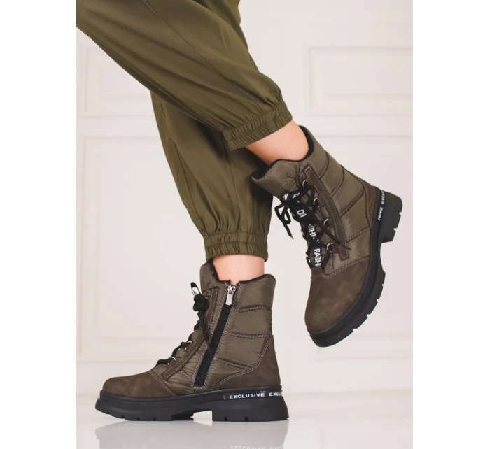 Originální zelené sněhule dámské na plochém podpatku Originální zelené sněhule dámské na plochém podpatku