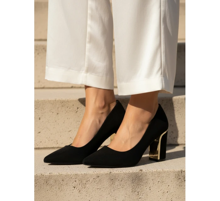 Dámské semišové lodičky na jehlovém podpatku černé FashionStreet ZY1399