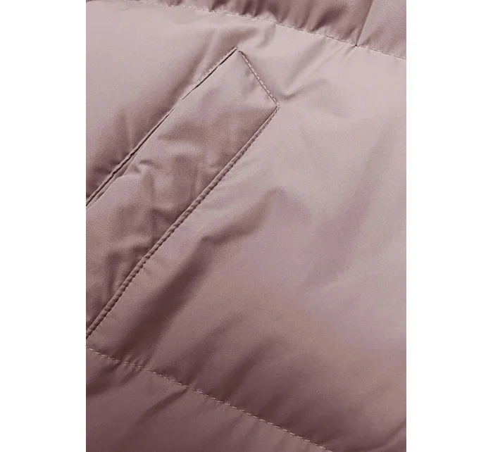 Dlouhá růžová hrubší dámská bunda s kapucí model 21246182 - J.STYLE Dlouhá růžová hrubší dámská bunda s kapucí model 21246182 - J.STYLE