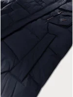 Tmavě modrá zimní bunda z různých spojených materiálů model 21248689 - Libland