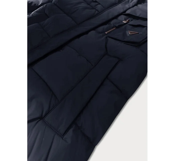 Tmavě modrá zimní bunda z různých spojených materiálů model 21248689 - Libland