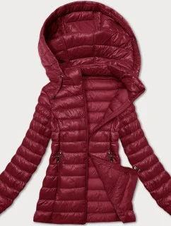 Dámská prošívaná bunda ve vínové bordó barvě s kapucí model 20840778 - J.STYLE