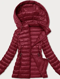 Dámská prošívaná bunda ve vínové bordó barvě s kapucí model 20840778 - J.STYLE