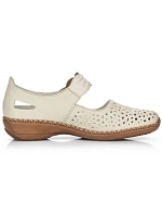 Dámská kožená prolamovaná obuv na suchý zip béžové barvy Rieker 41399-14