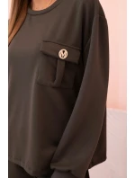 Komplet dámský máslový mikina a kalhoty s gumou khaki Komplet dámský máslový mikina a kalhoty s gumou khaki