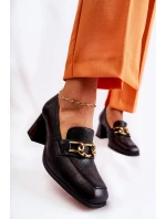 Kožené lodičky s řetízkem model 21592777 Black - Laura Messi