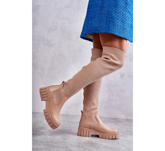 Dámské vysoké boty Béžová model 21593775 - Boto