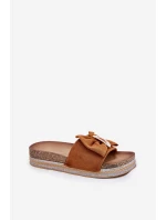 Dámské Sandály Na Platformě S Mašlí A Dekorativní Broží Hnědé Lenela Dámské Sandály Na Platformě S Mašlí A Dekorativní Broží Hnědé Lenela