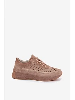 Kožené polobotky sneakers dámské vzorované Sergio Leone SP-013 Světle hnědé Kožené polobotky sneakers dámské vzorované Sergio Leone SP-013 Světle hnědé