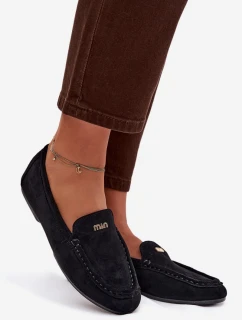 Dámské mokasíny s malým zlatým detailem – černé Sarivelle