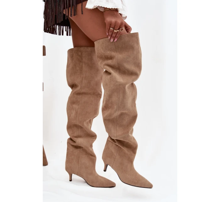 Kozačky na podpatku 3307 khaki - Step in style