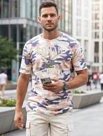 Pánské tričko s vojenským potiskem béžové FashionStreet NX2005R