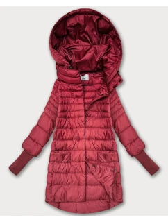 Dámská bunda v korálové barvě pro přechodné období s úpletovými stahovacími lemy (1828)