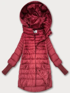 Dámská bunda v korálové barvě pro přechodné období s stahovacími lemy model 21389938 - FLY MODA